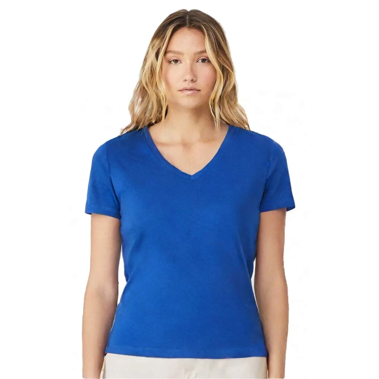 BELLA + CANVAS Women’s Jersey Slim Fit V-Neck Short Sleeve T-Shirt for Feminine Style & Custom Print Tee